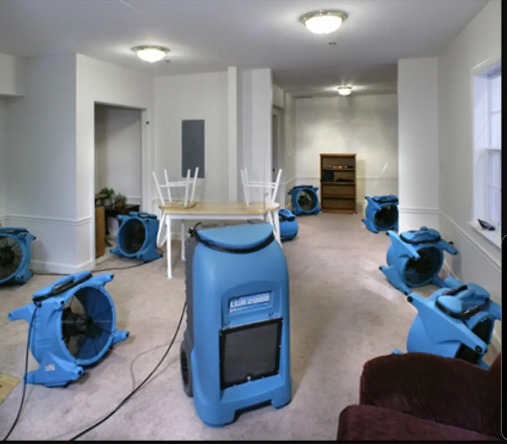 Air movers and dehumidifier setup for Water Damage Restoration in Schenectady