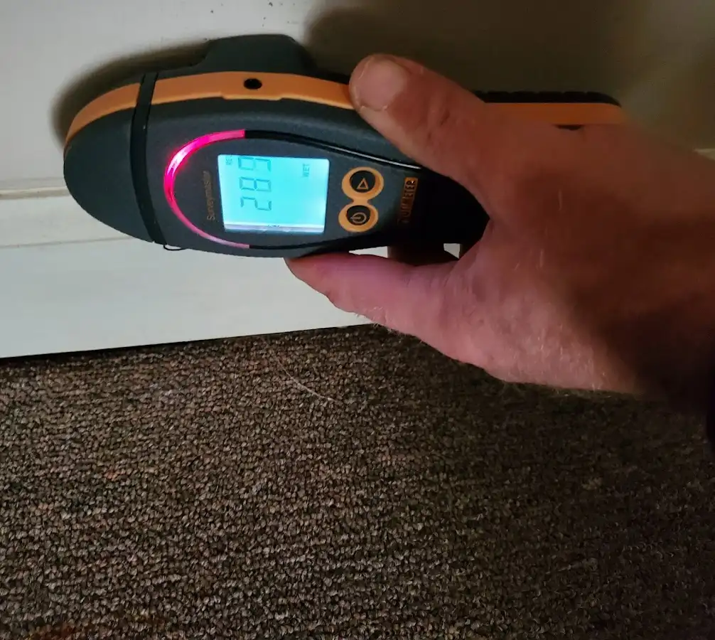 Moisture detection at baseboard during Burst Pipe Cleanup in Schenectady